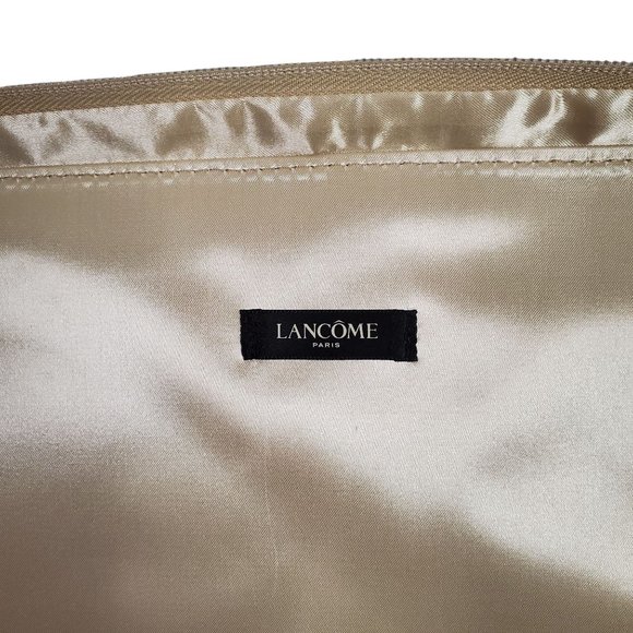 Lancome Case Cosmetic Makeup Travel Lingerie Zip Carry Handle Glam Glitz Gold - Picture 6 of 7